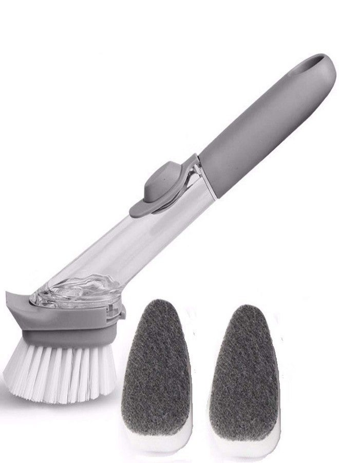 DEV STORE Kitchen Dish Bowl Cleaning Decontamination Long Handle Cleaning Wok Brush Scrubber with Extra 2 Refill | Dish Wand Brush Set || Liquid Soap Dispenser Tool || Dish Bowl Washing Sponge - Image 1